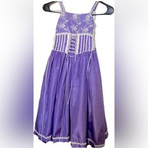 PURPLE PRINCESS Dress sz4-7 with Ivory lace detail, faux corset, Grows With Them